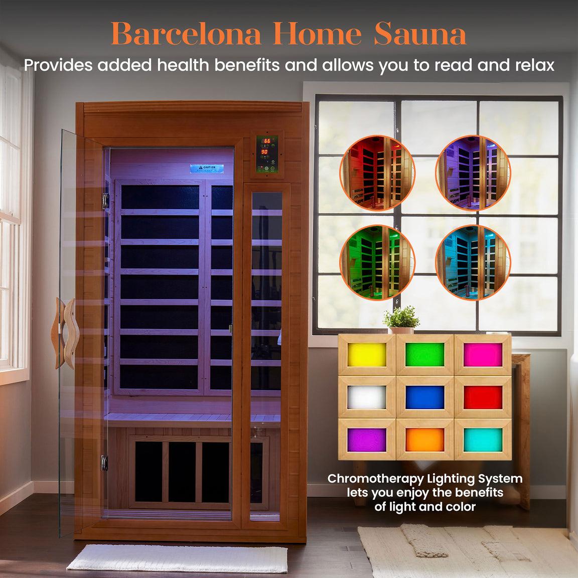 Retails- Dynamic "Barcelona" 1-2-person Low EMF FAR Infrared Sauna DYN-6106-01