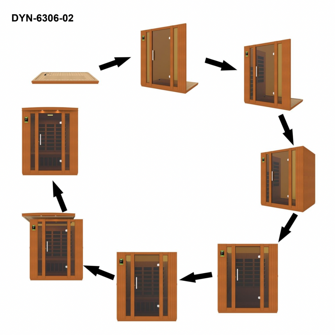 Retails- Dynamic "Bellagio" 3-person Low EMF FAR Infrared Sauna - DYN-6306-02